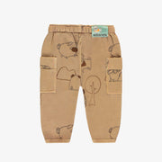 Pantalon coupe décontractée brun pâle avec motif de chiens, bébé || Relaxed fit light brown pants with dog print, baby