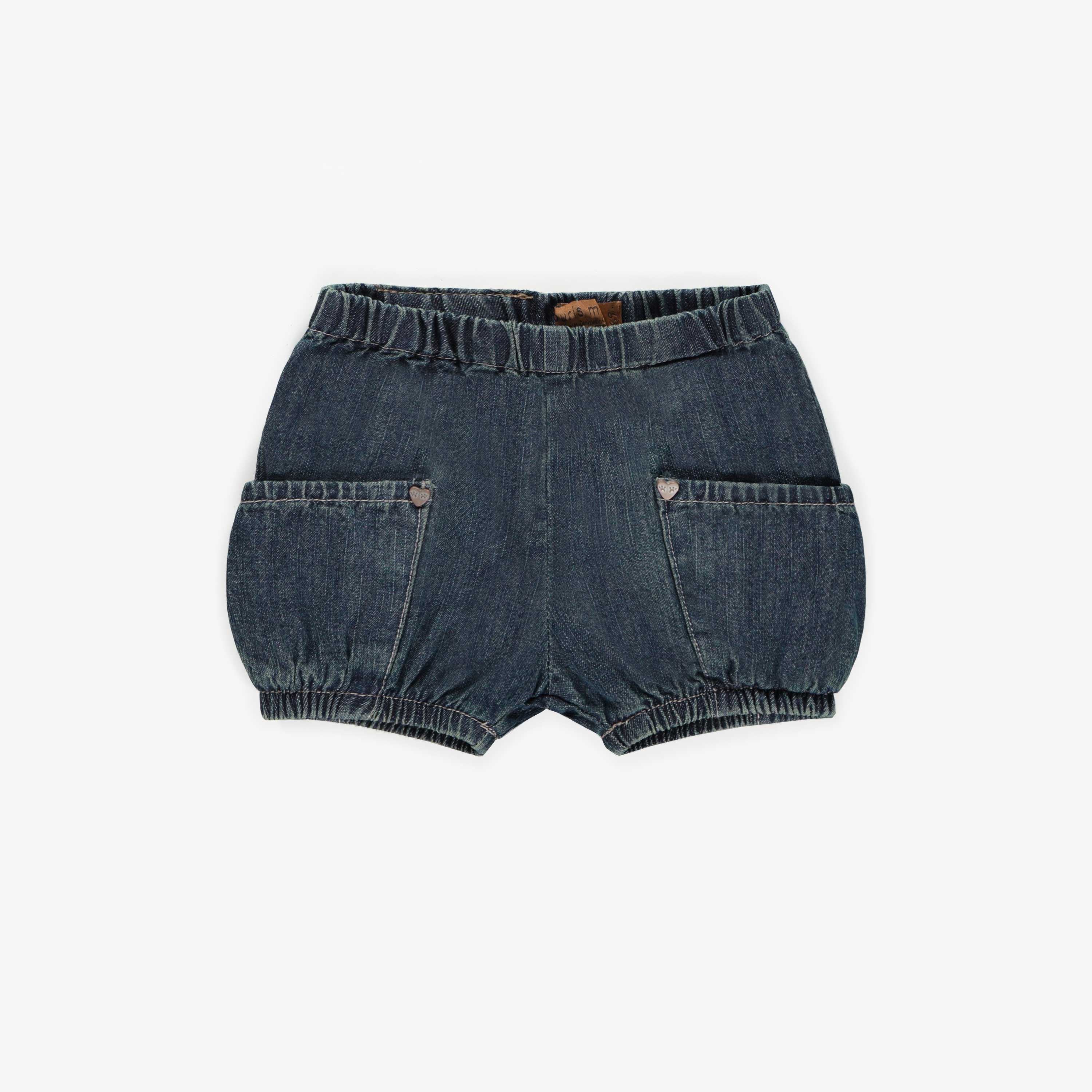 Relaxed fit short in light dark denim, baby