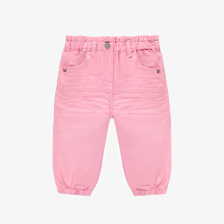 Pantalon coupe décontractée en sergé extensible coloré rose, bébé  || Denim pants relaxed fit in colored stretch twill candy pink, baby