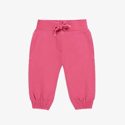 Pantalon décontracté style jogging rose en doux coton, bébé  || Relaxed pants jogger style pink in French terry, baby