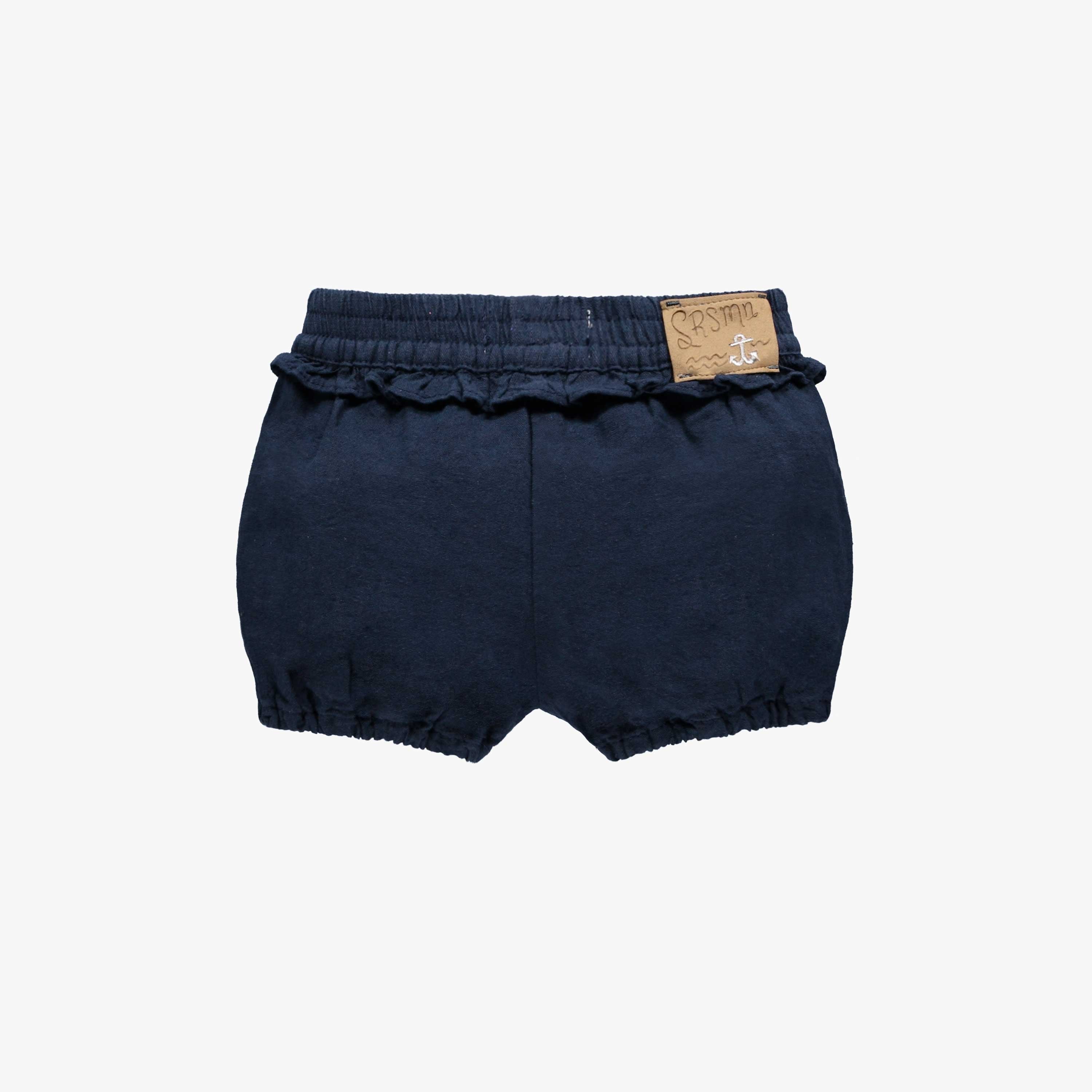 Navy relaxed fit short in linen and cotton, baby