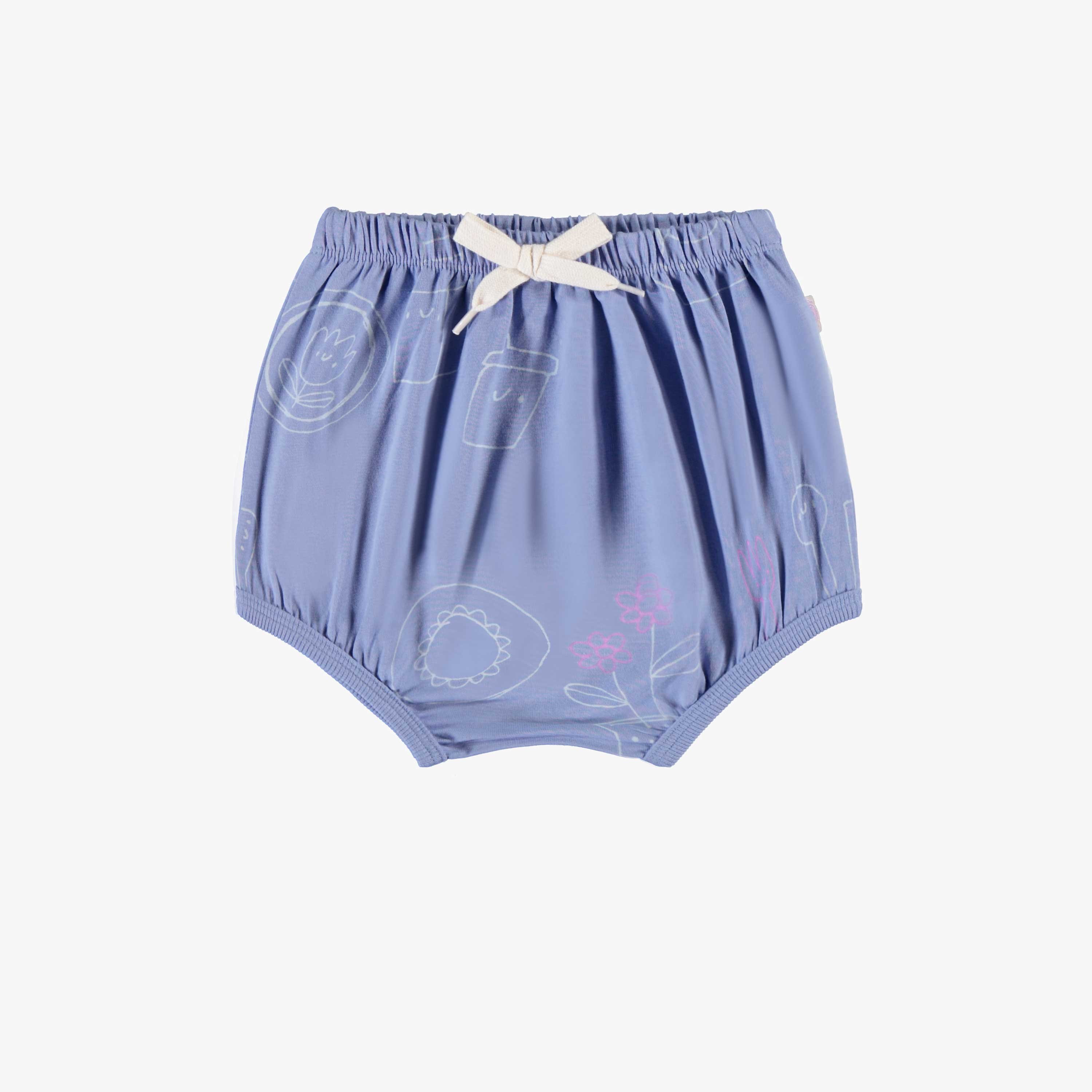 Bloomer bleu lavande à motif en coton extensible, bébé