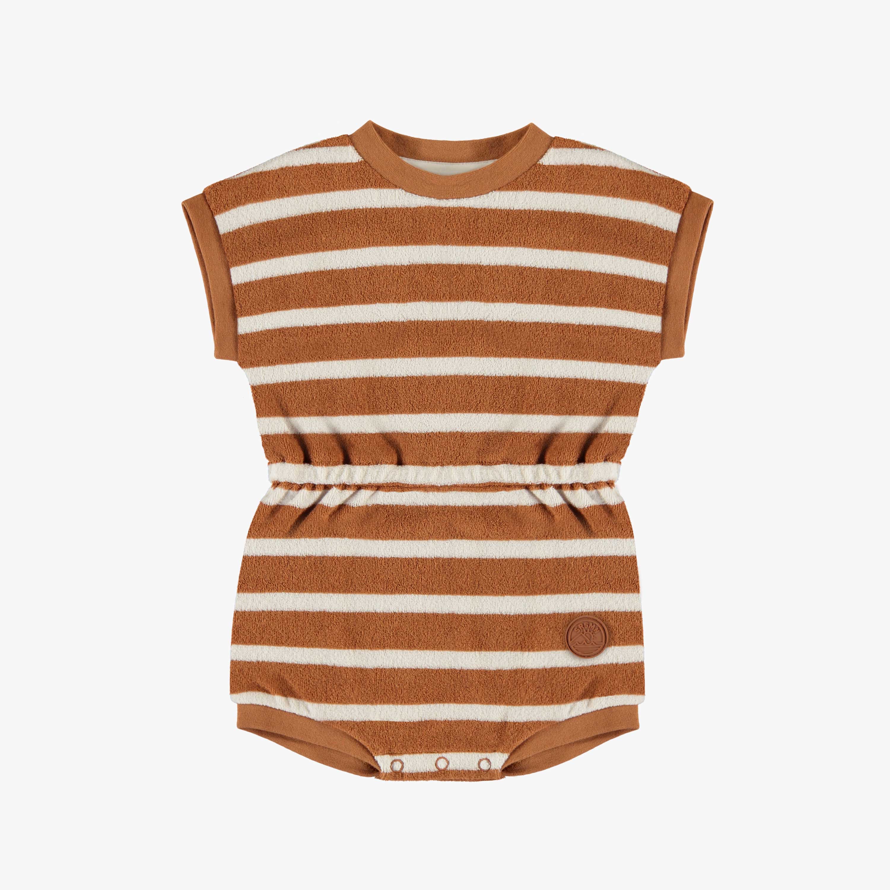 Une-pièce caramel et crème ligné en ratine, bébé