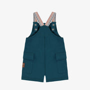Salopette courte turquoise en coton, bébé || Short turquoise overall in cotton, baby