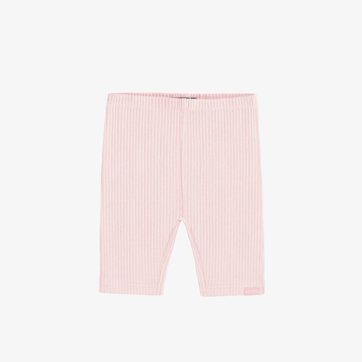 Legging court en tricot côtelé rose pâle, bébé || Light pink ribbed knit biker short, baby