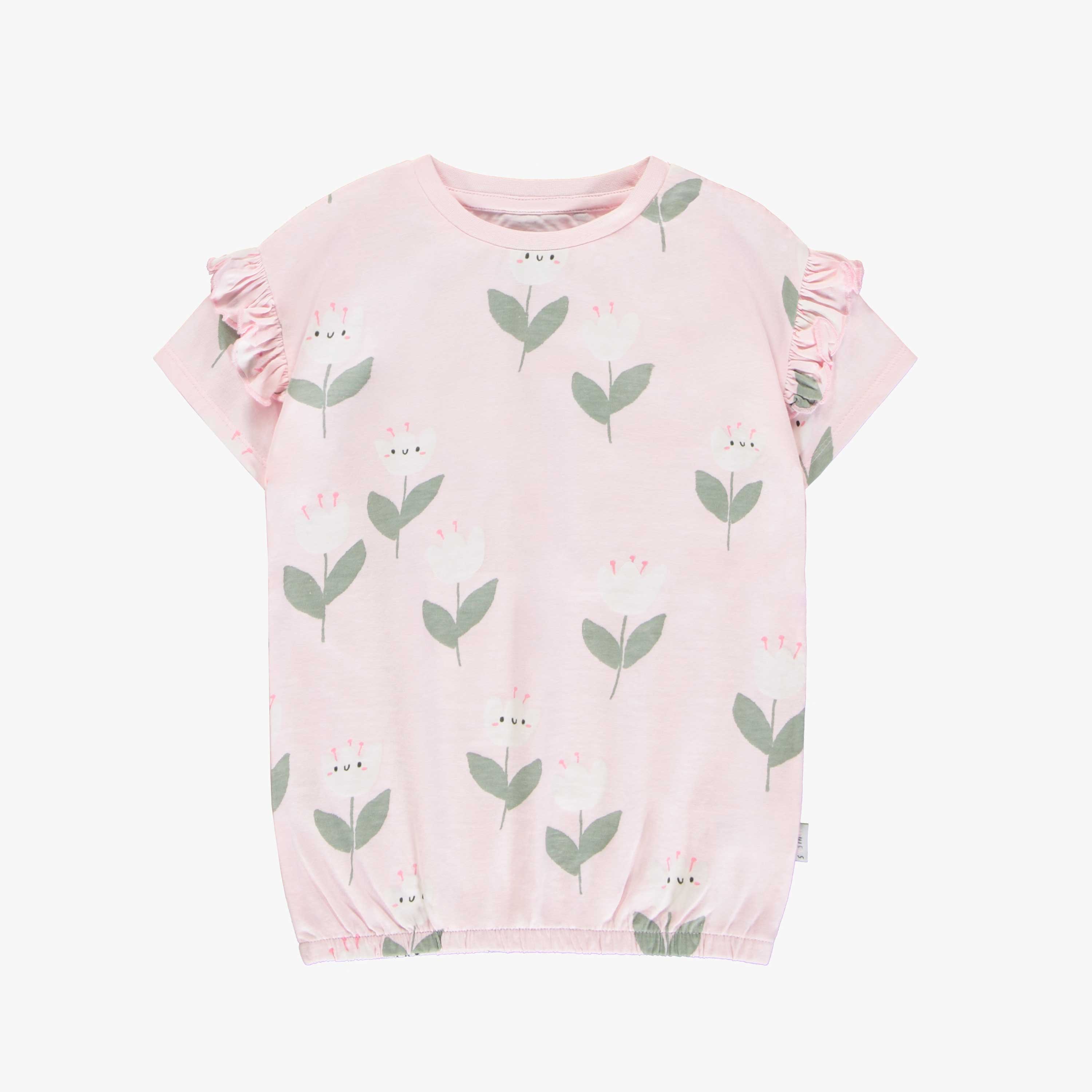 Robe ample rose à motifs de jolies tulipes en jersey extensible, bébé