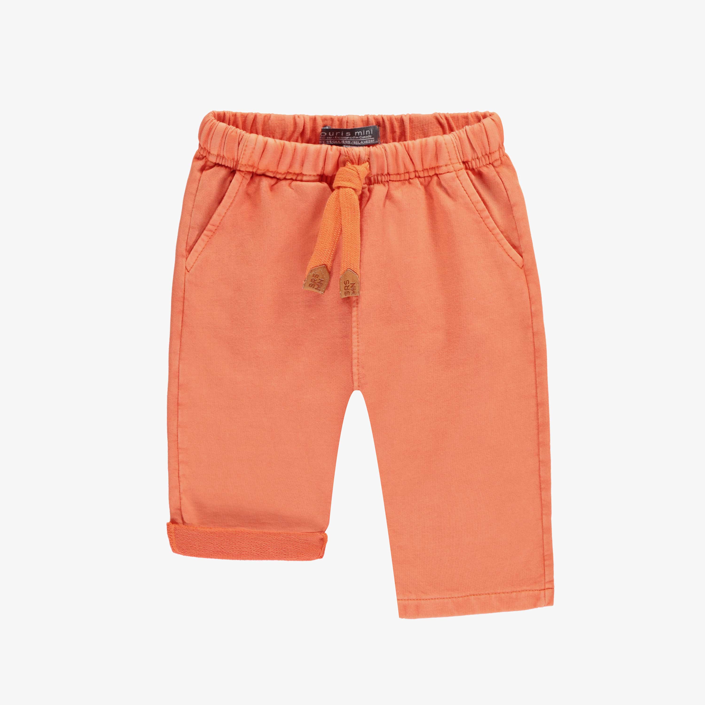 Pantalon coupe décontractée orange en coton français, bébé