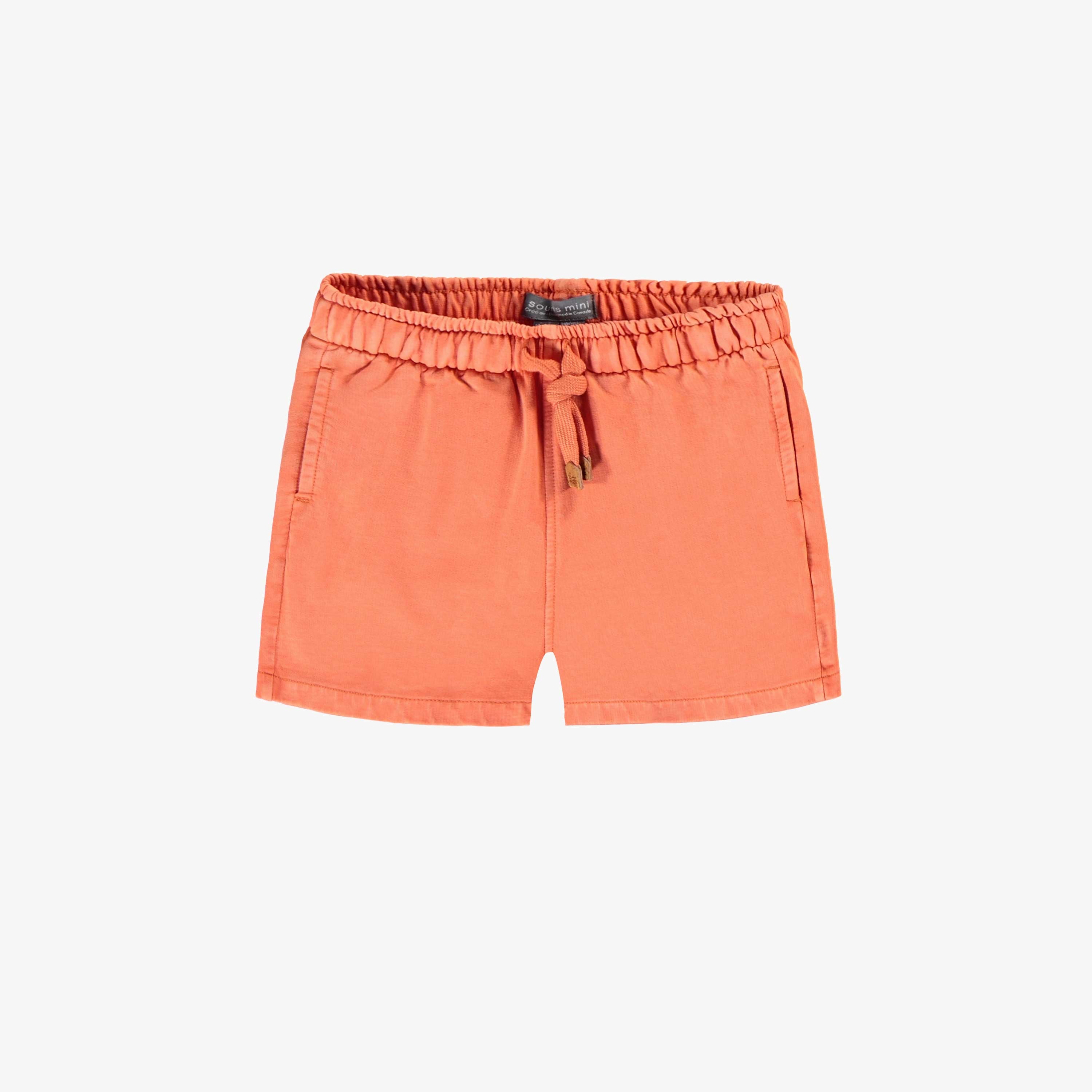 Short coupe décontractée orange en coton français, bébé