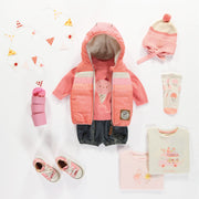 Veste sans manche réversible rose, bébé || Reversible pink sleeveless vest, baby