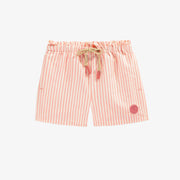 Short de bain rose à rayures avec poches, enfant || Pink striped swim short with pockets, child