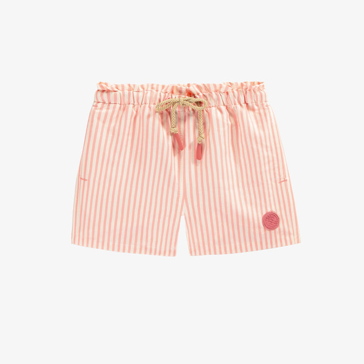 Short de bain rose à rayures avec poches, enfant || Pink striped swim short with pockets, child