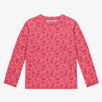 T-shirt de bain à manches longues rose à motif de baies, enfant || Pink long sleeves swimming t-shirt with berry print, child