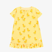 Robe de nuit jaune à motifs de canards en jersey doux, enfant || Yellow night dress with duck all over print in soft jersey, child