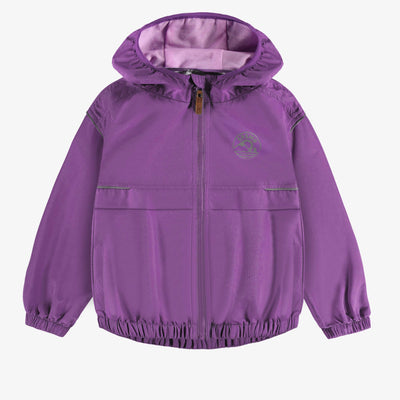 Manteau coupe-vent mauve à capuchon, enfant || Purple wind resistant hooded coat, child