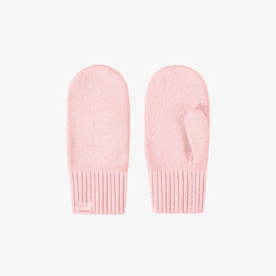 Mitaines rose pâle de maille, enfant || Light pink knitted mittens, child