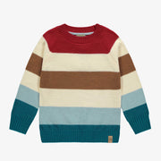 Chandail de maille à manches longues à rayures multicolores, enfant || Long sleeve knit sweater with multicolored stripes, child