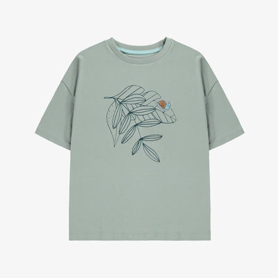 T-shirt à manches courtes vert avec illustration, enfant || Green short sleeves T-shirt with print, child
