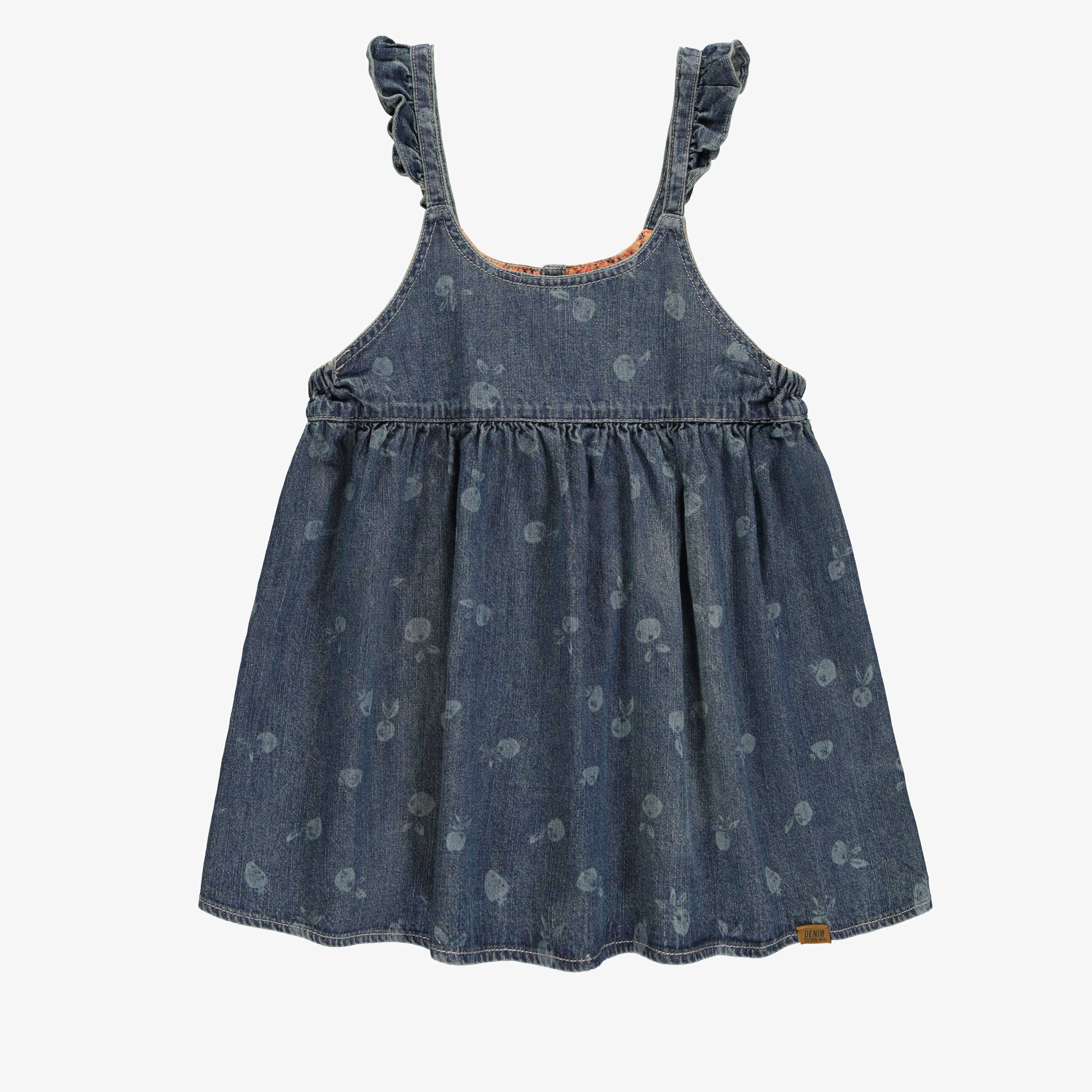 Robe tunique à bretelles de coupe régulière/évasée en denim léger, enfant