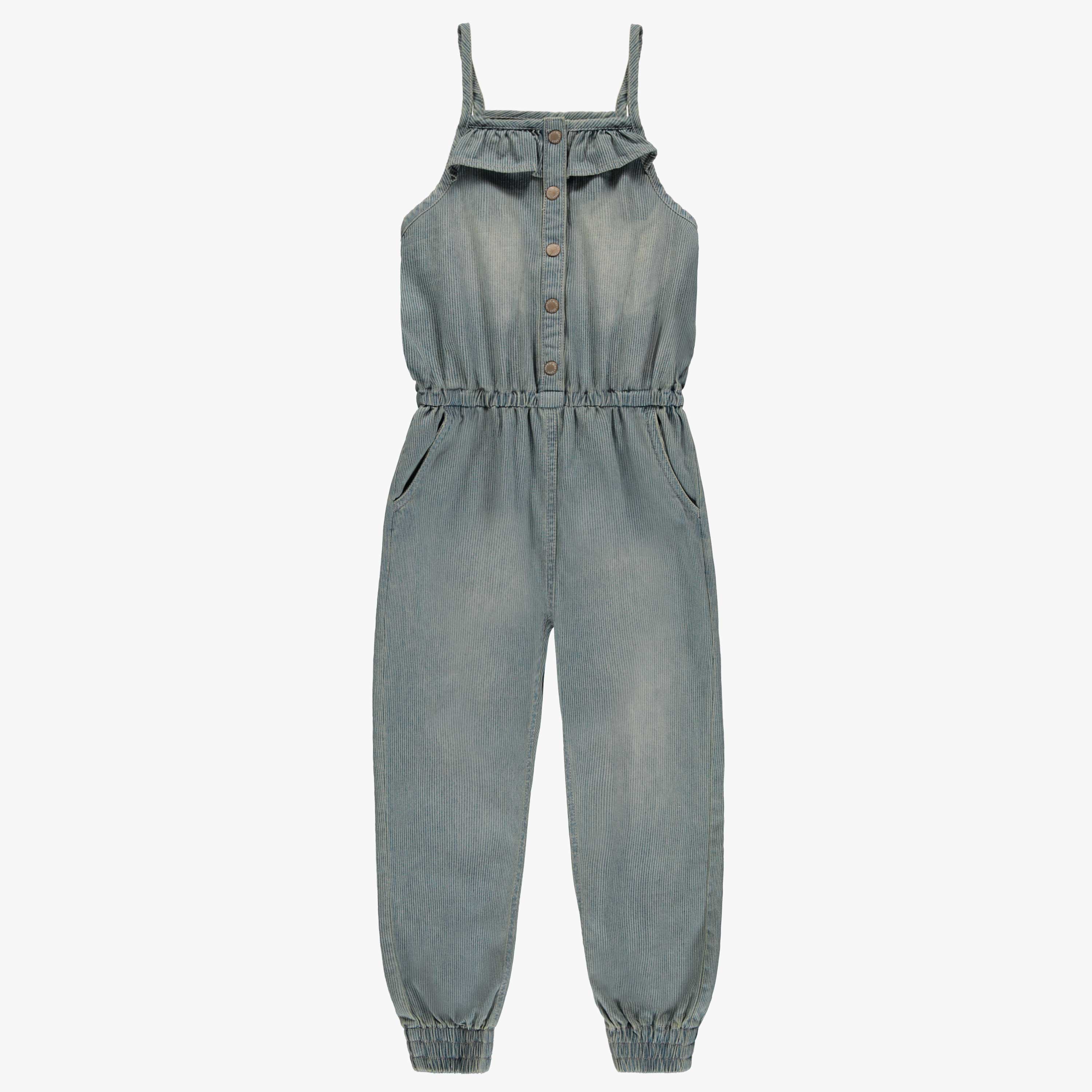 Une pièce en denim cheminot bleu pâle, enfant
