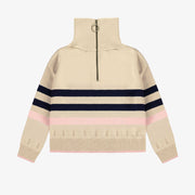 Chandail de maille manches longues crème et marine, enfant || Cream and navy long sleeves knit sweater, child