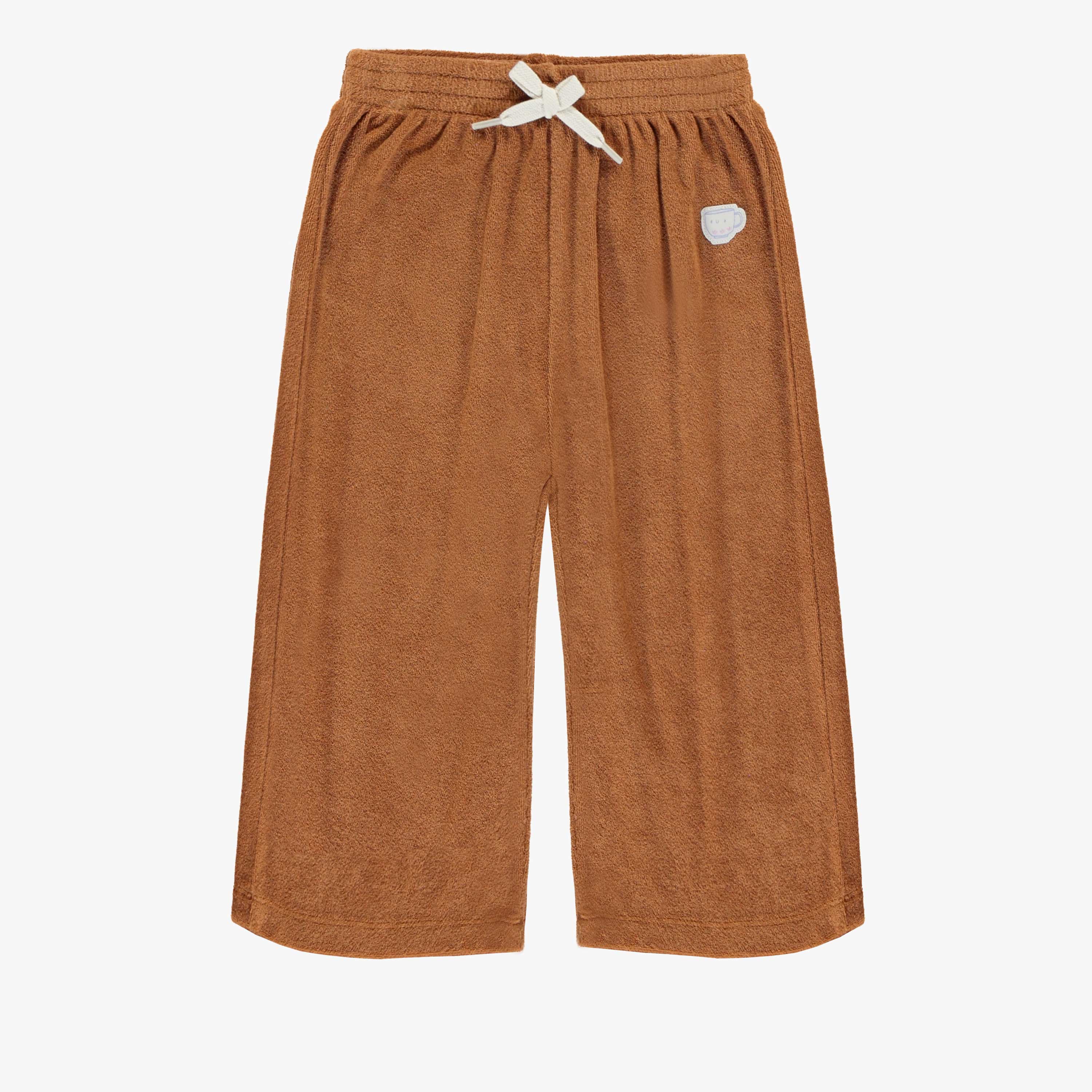 Pantalon caramel ample en ratine, enfant