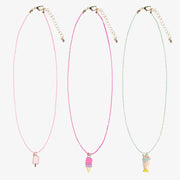 Trio de colliers avec pendentifs desserts glacés, enfant || Trio of necklaces with iced dessert pendants, child