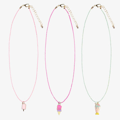 Trio de colliers avec pendentifs desserts glacés, enfant || Trio of necklaces with iced dessert pendants, child