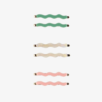 Ensemble de barettes colorés en résine et en métal, enfant || Set of colored hair clips in resin and metal, child