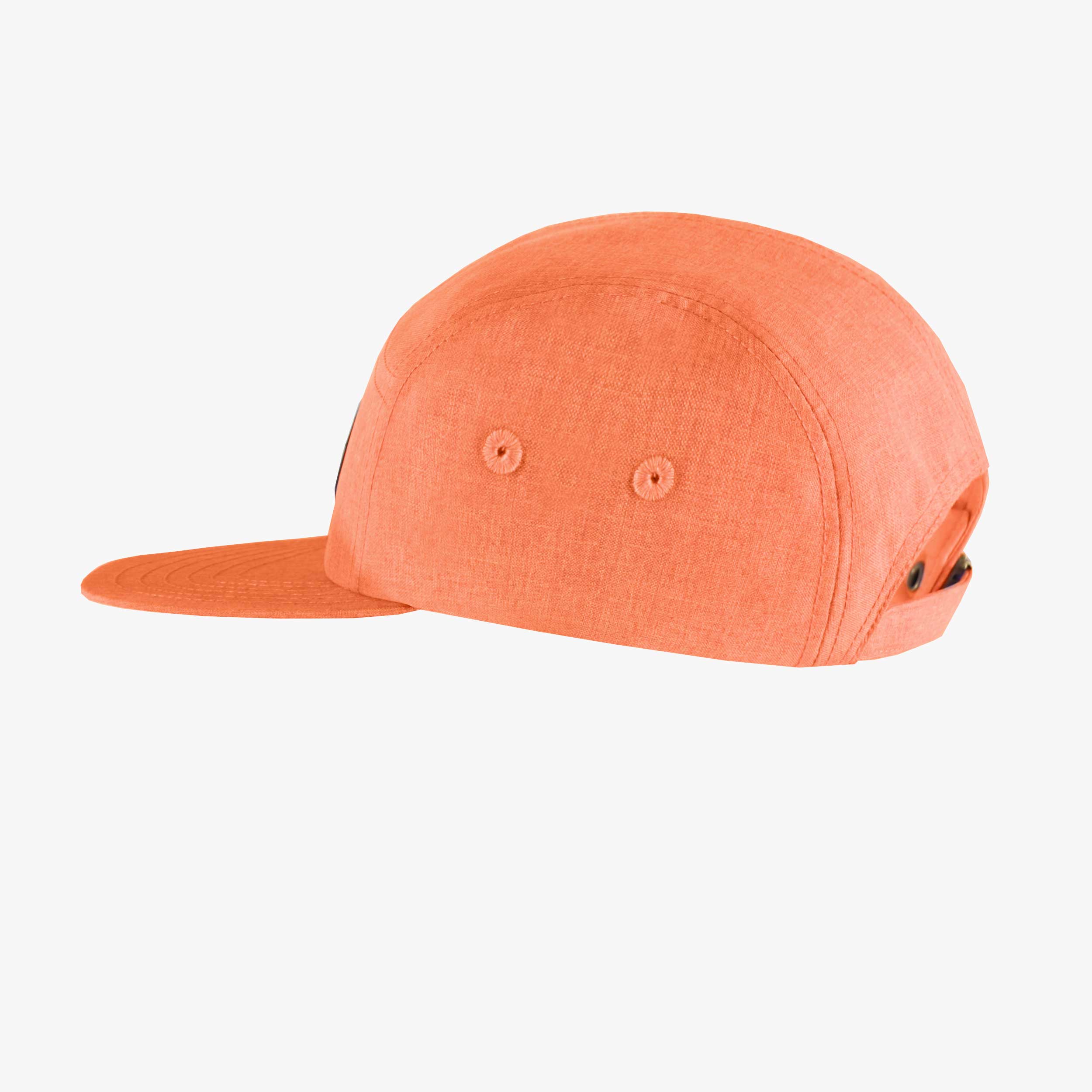 Côté de la casquette orange à visière plate en lin et coton, enfant
