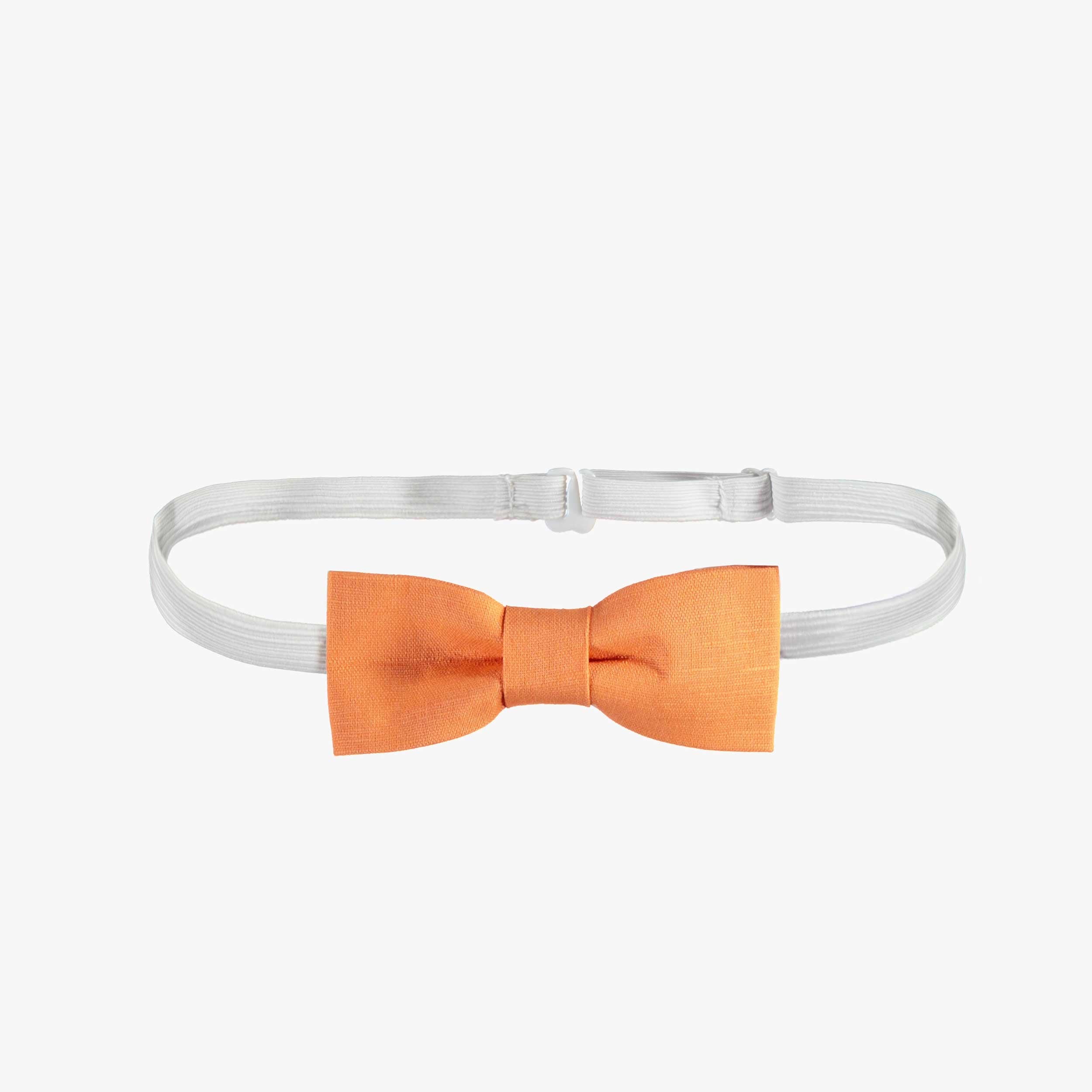 Nœud papillon orange ajustable en lin et coton, enfant