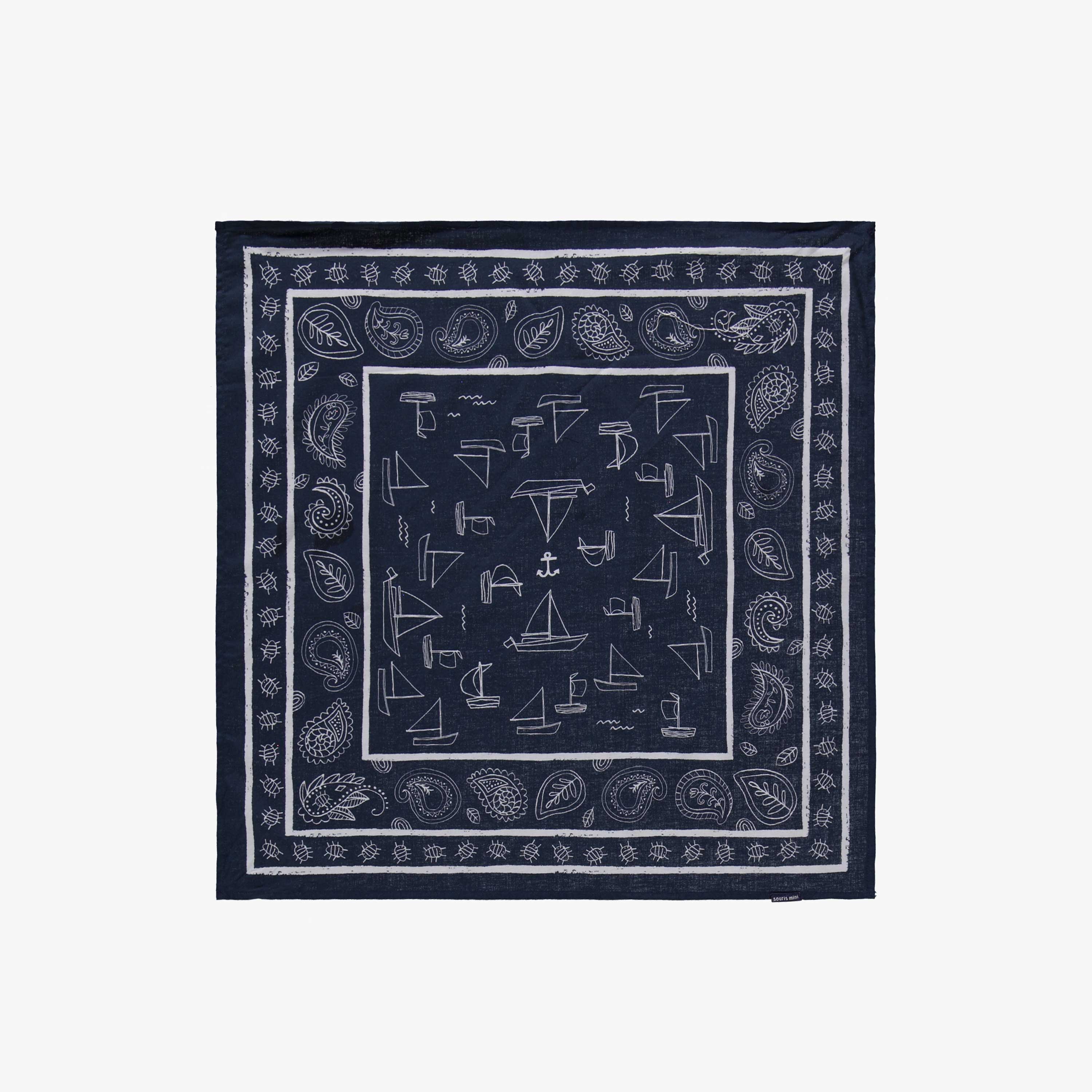 Foulard bleu foncé à motifs, enfant