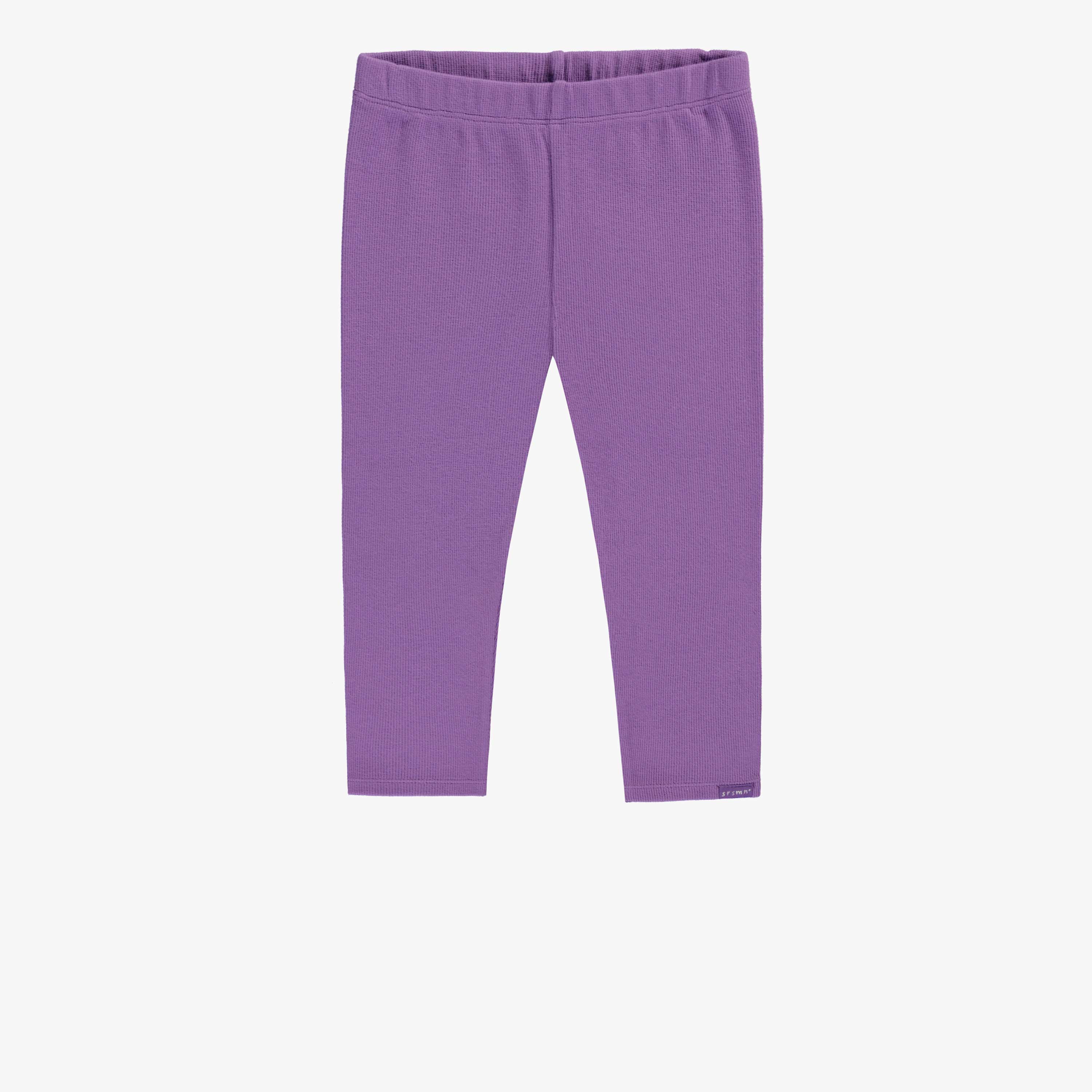 Legging longueur ¾ mauve en tricot côtelé, enfant
