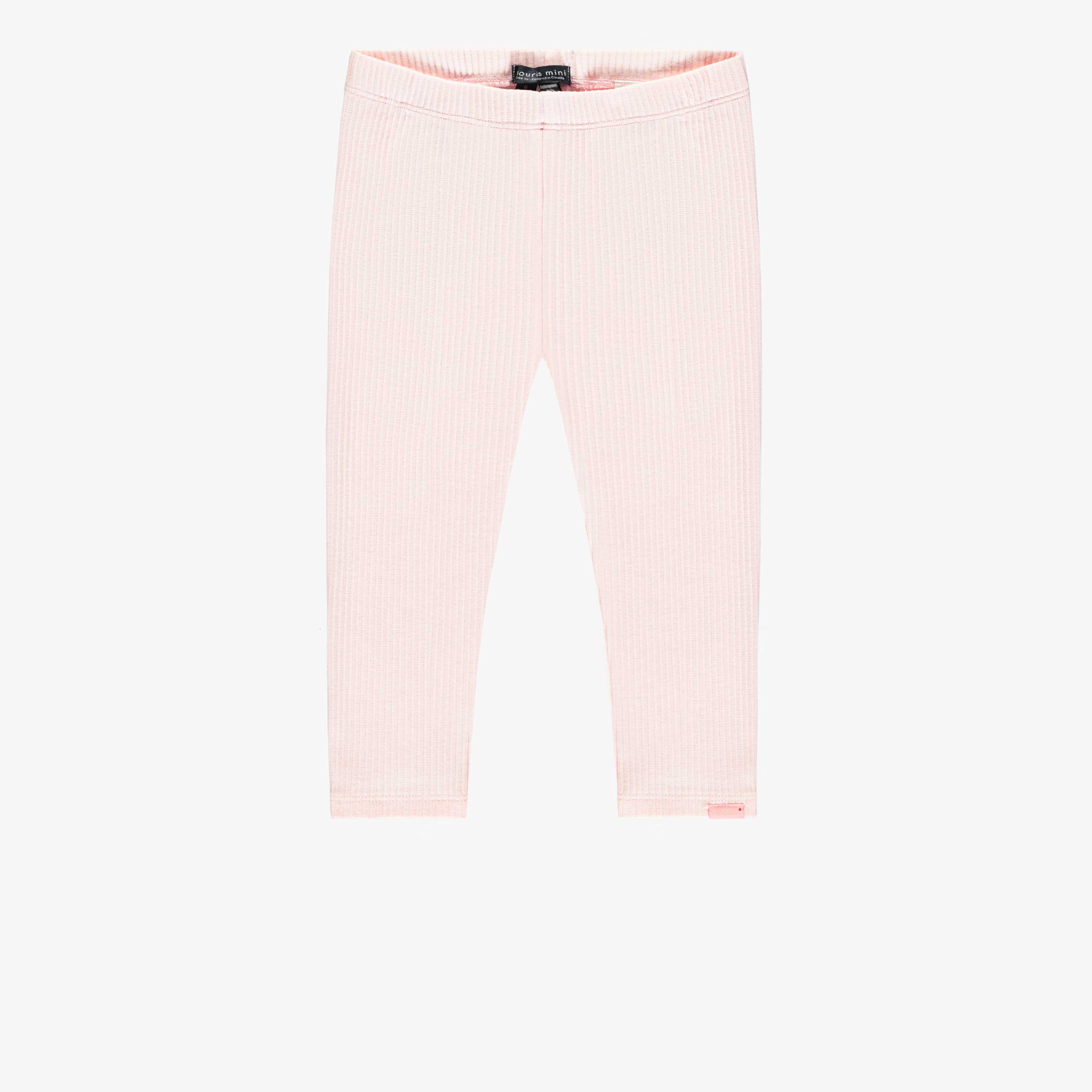 Legging rose pâle longueur ¾ en tricot côtelé, enfant