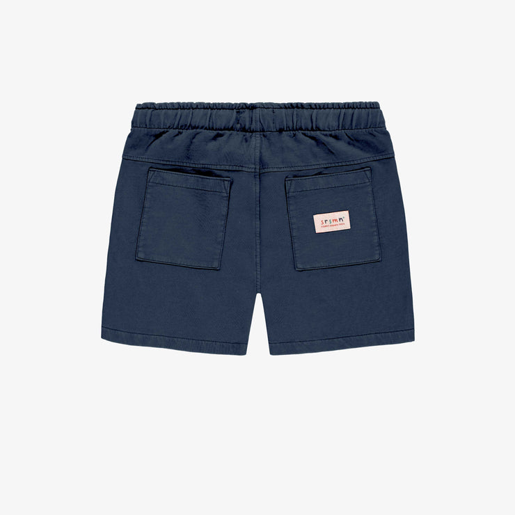 Short coupe décontractée marine en coton français, enfant || Navy relaxed-fit shorts in french cotton, child