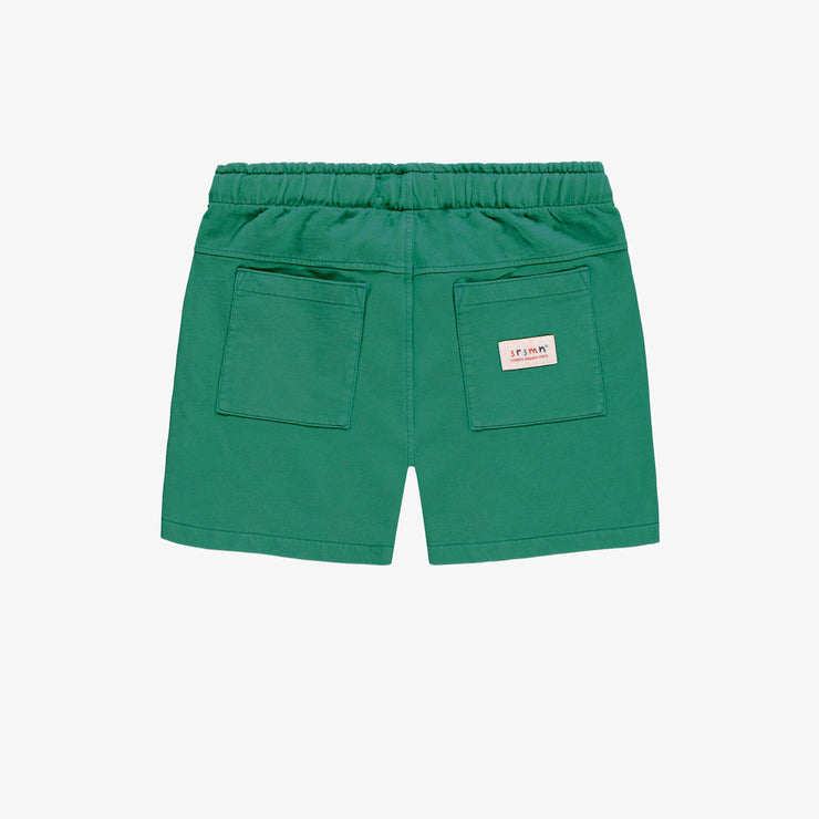 Short coupe décontractée vert en coton français, enfant || Green relaxed-fit shorts in french cotton, child