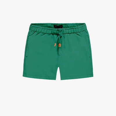 Short coupe décontractée vert en coton français, enfant || Green relaxed-fit shorts in french cotton, child