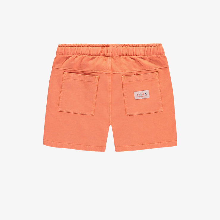 Short coupe décontractée orange en coton français, enfant || Orange relaxed-fit shorts in french cotton, child