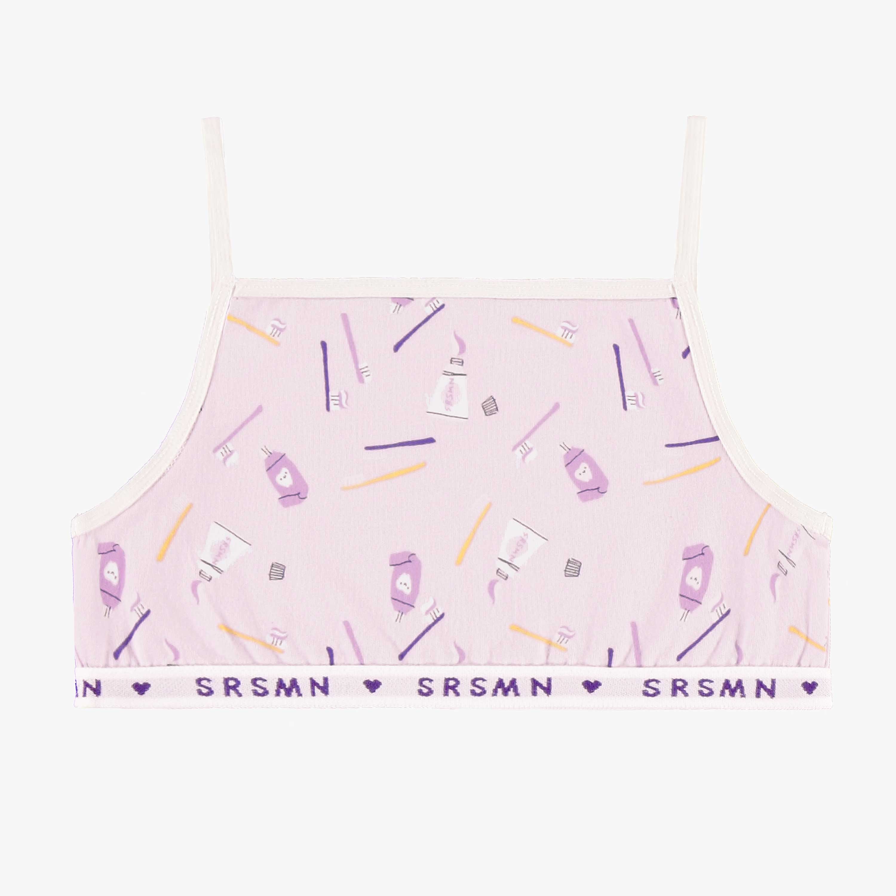 Short lavender camisole with pattern in jersey, child