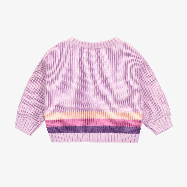 Veste de maille côtelée mauve à motif jacquard, naissance || Purple ribbed knit vest with jacquard pattern, newborn