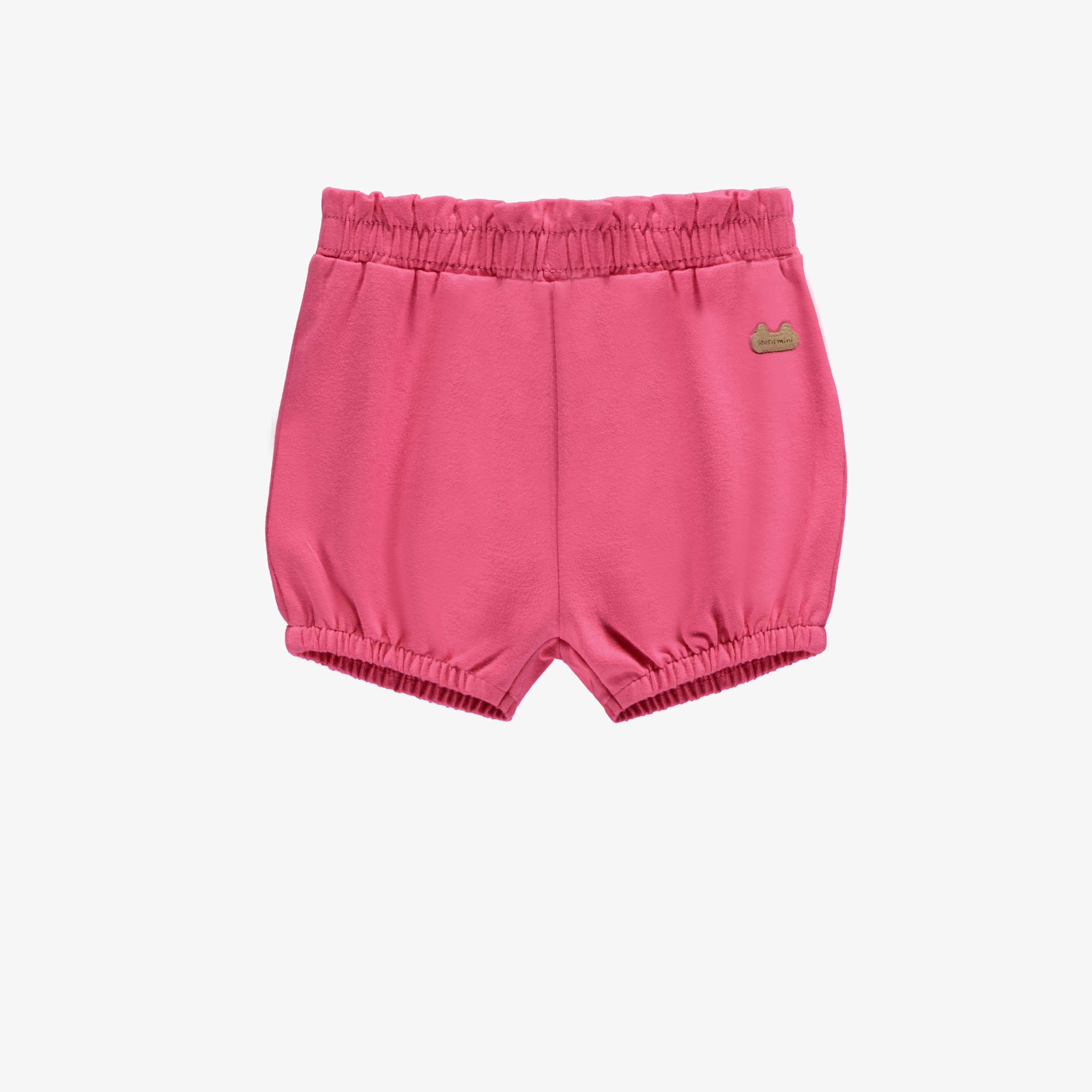 Short coupe ample rose en doux jersey de coton, naissance