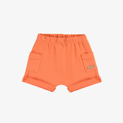 Short orange avec poches en doux coton, naissance || Orange short with pockets in soft cotton, newborn