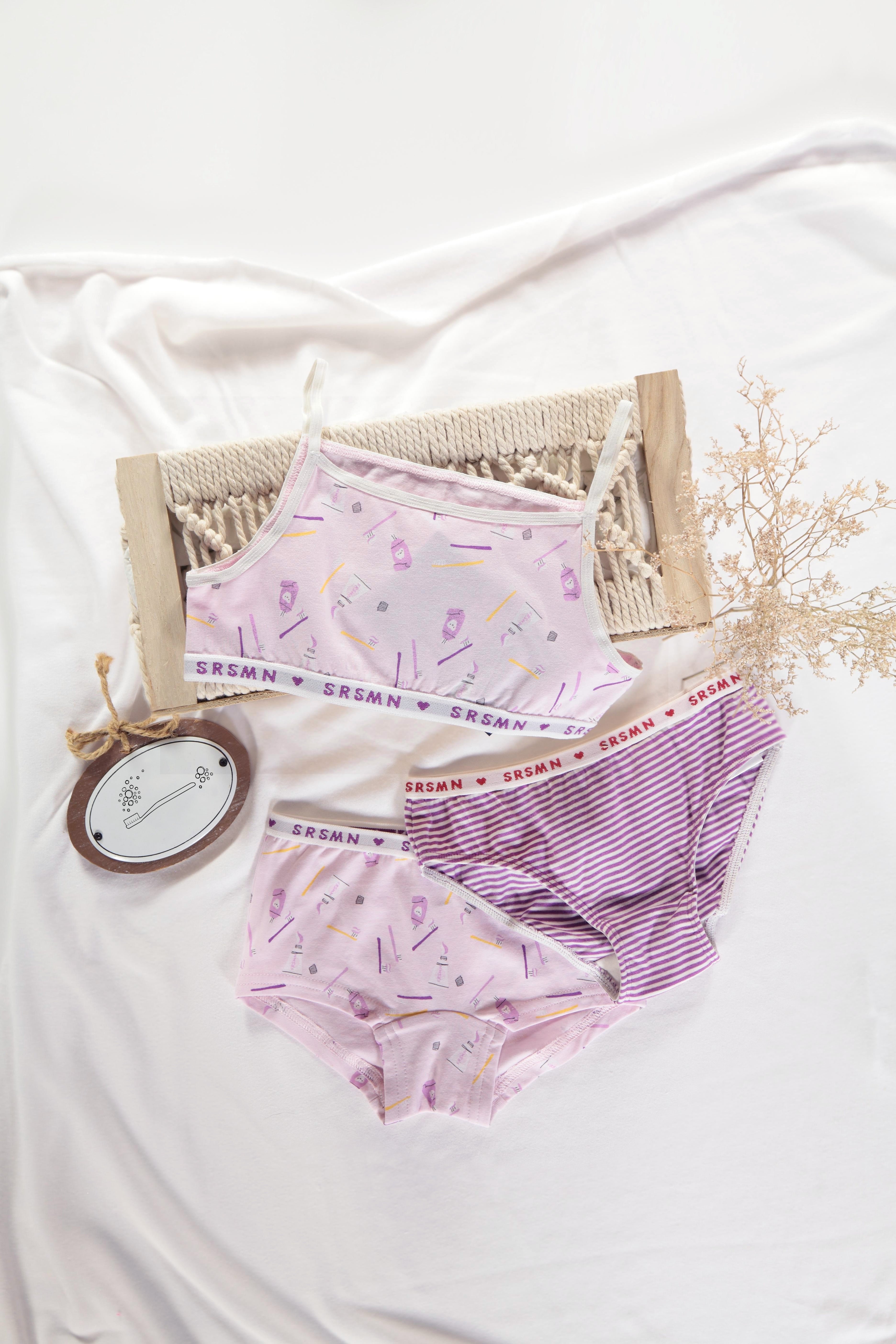 Short lavender camisole with pattern in jersey, child