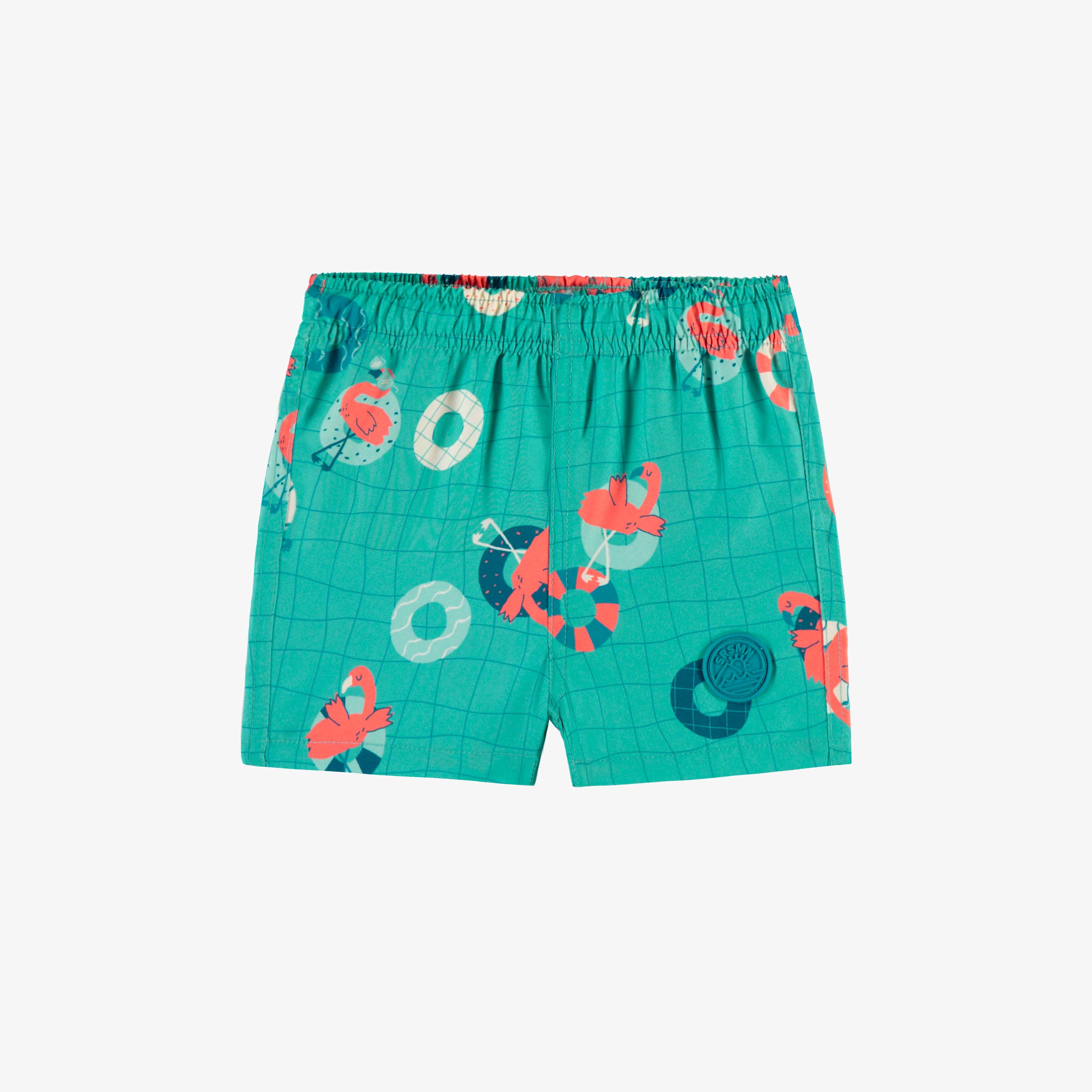 Bermuda de bain bleu à motifs de flamants, bébé