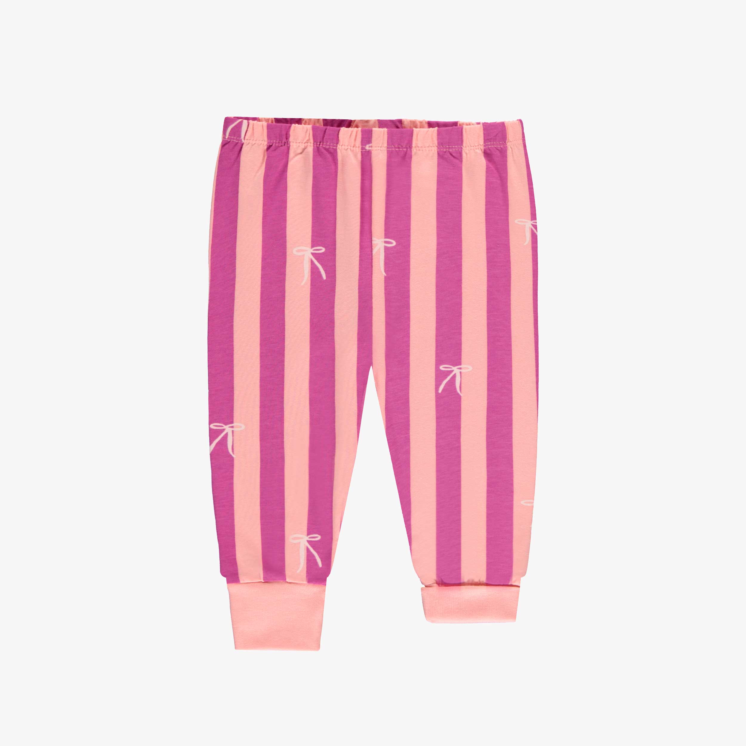Bas de pyjama deux pièces crème et mauve avec illustration, bébé