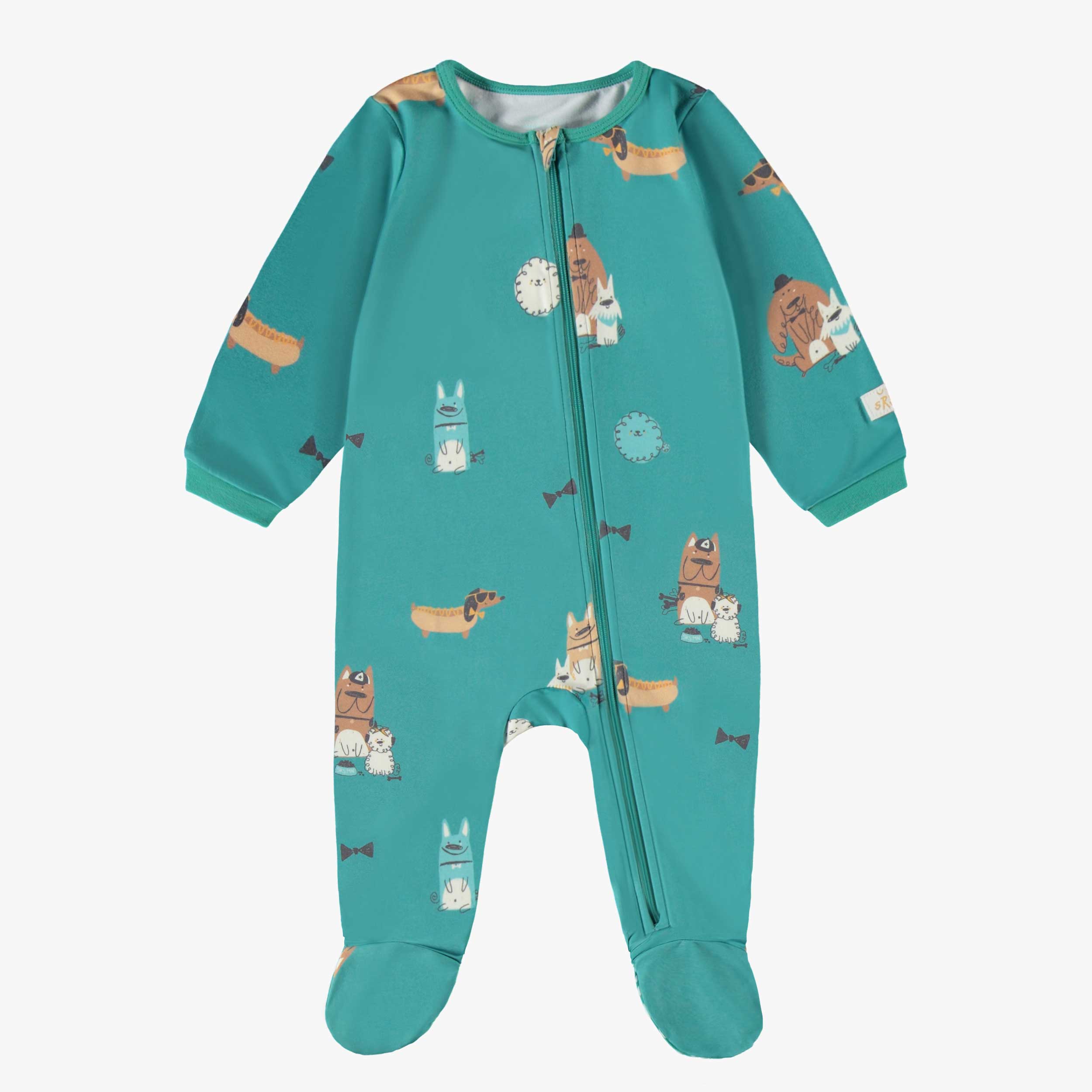 Pyjama une pièce turquoise à motifs, bébé