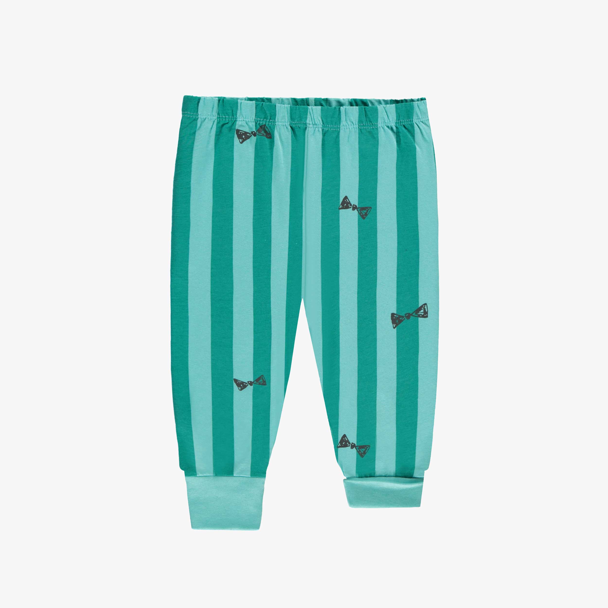 Bas de pyjama deux pièces crème et turquoise avec illustration, bébé