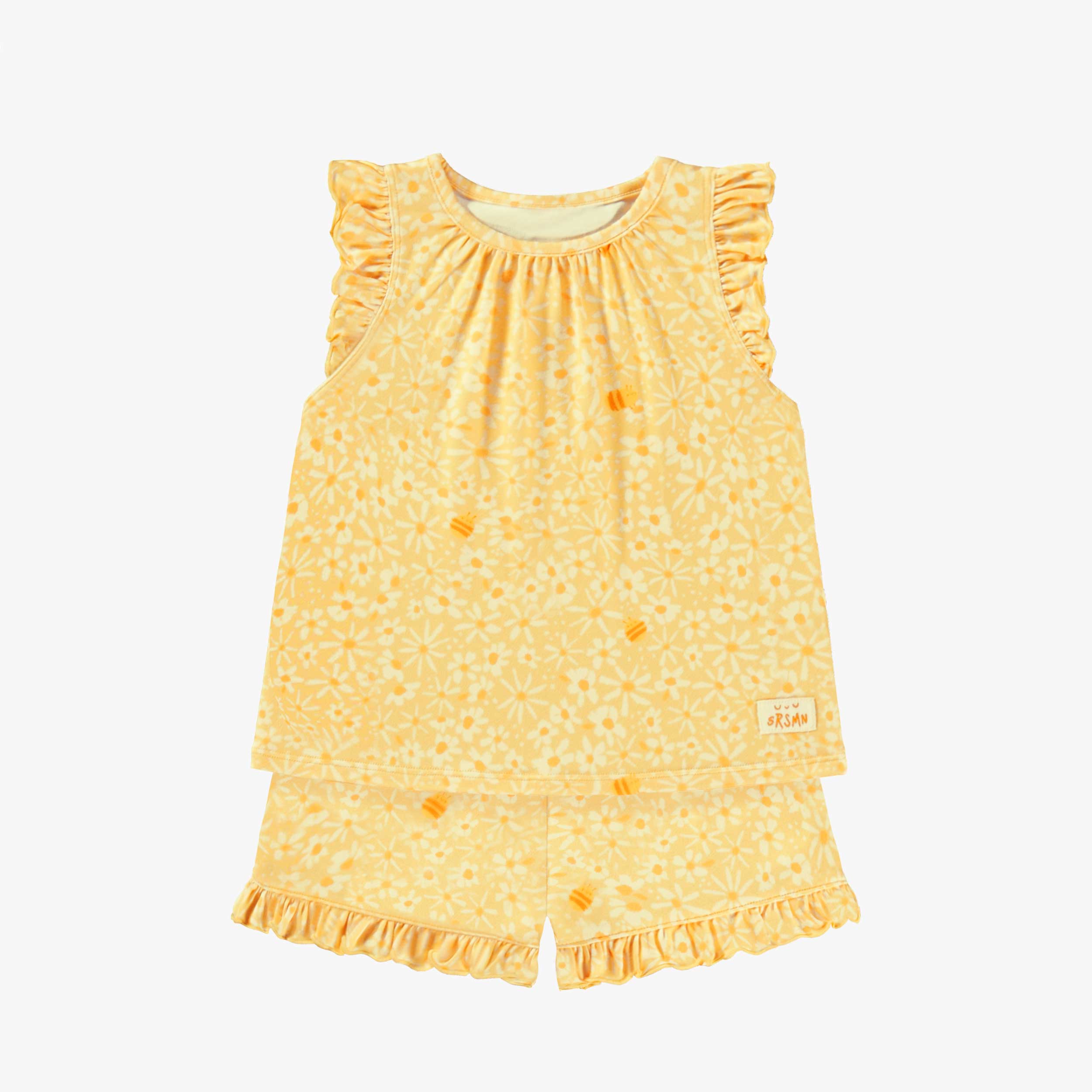 Pyjama deux pièces jaune à motif floral, bébé