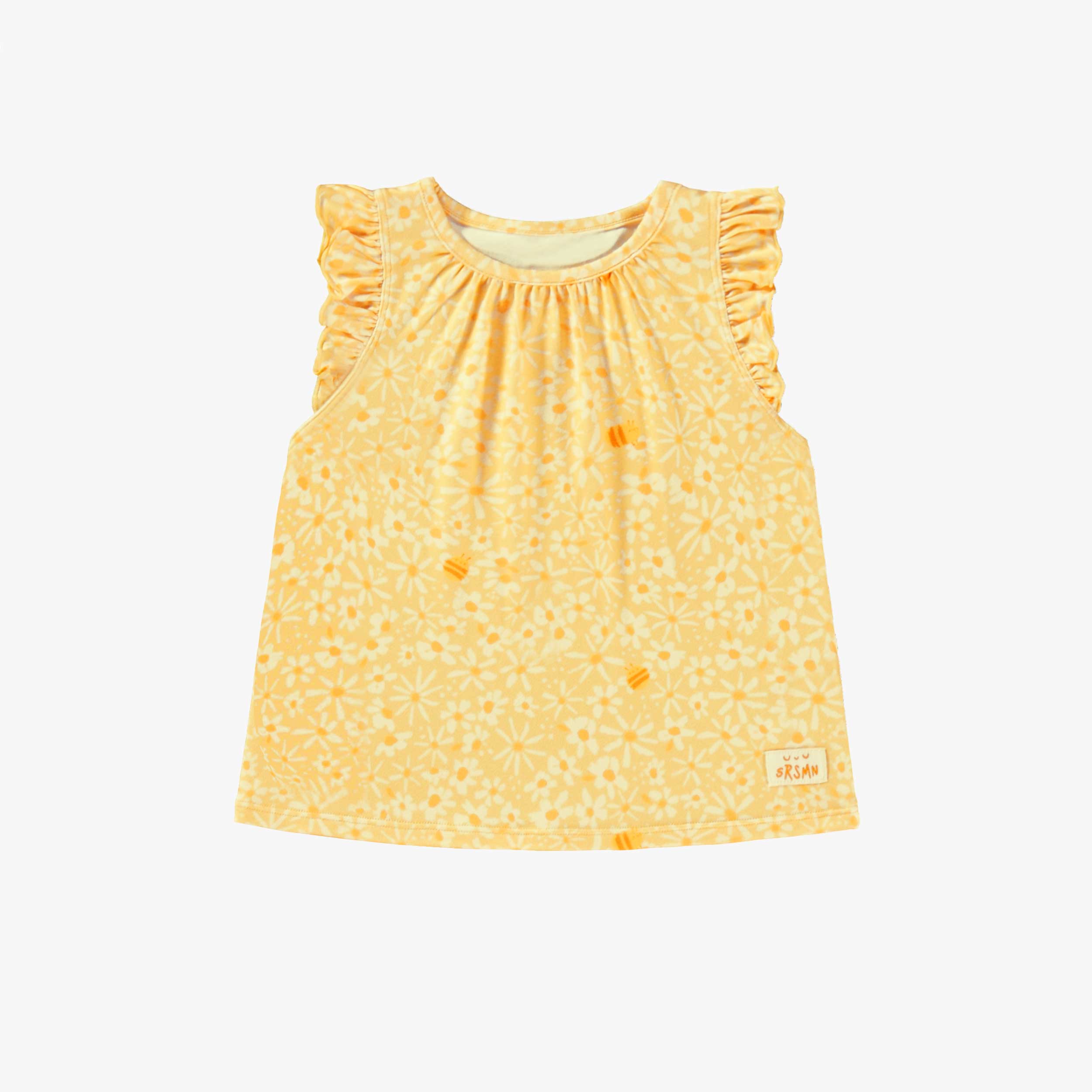 Haut du pyjama deux pièces jaune à motif floral, bébé