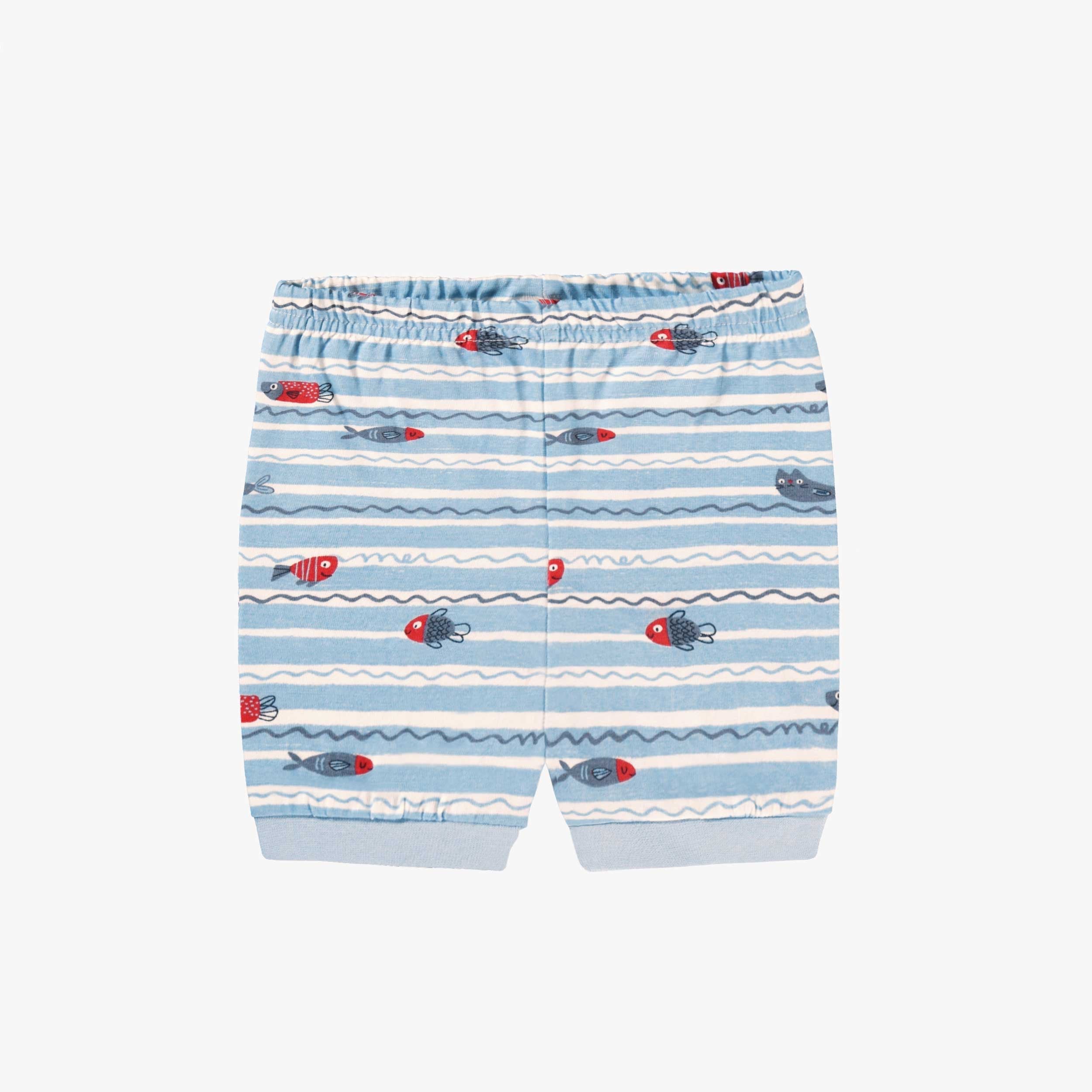 Short du pyjama deux pièces bleu avec illustration et motifs, bébé