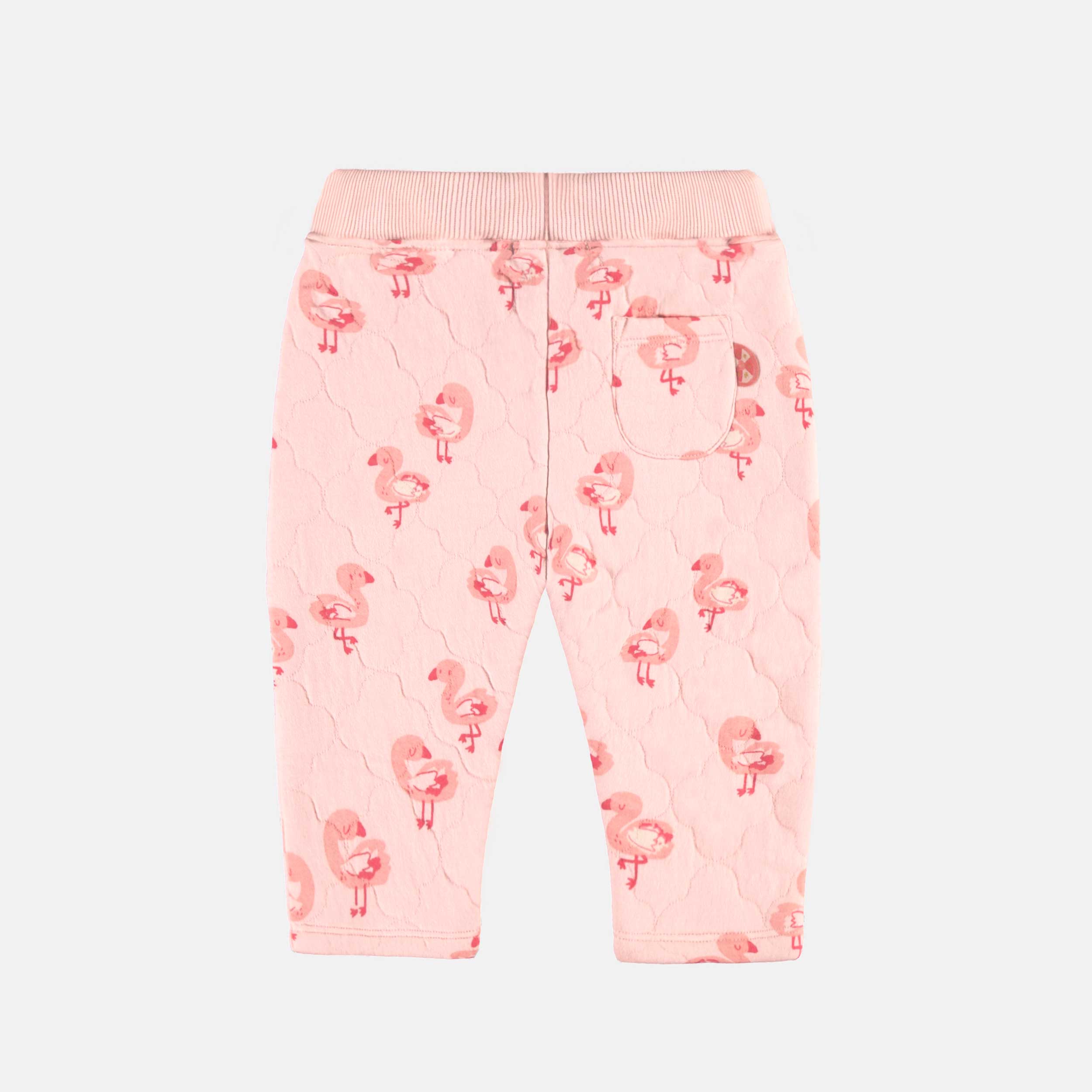 Dos du pantalon rose en jersey matelassé à motifs, bébé